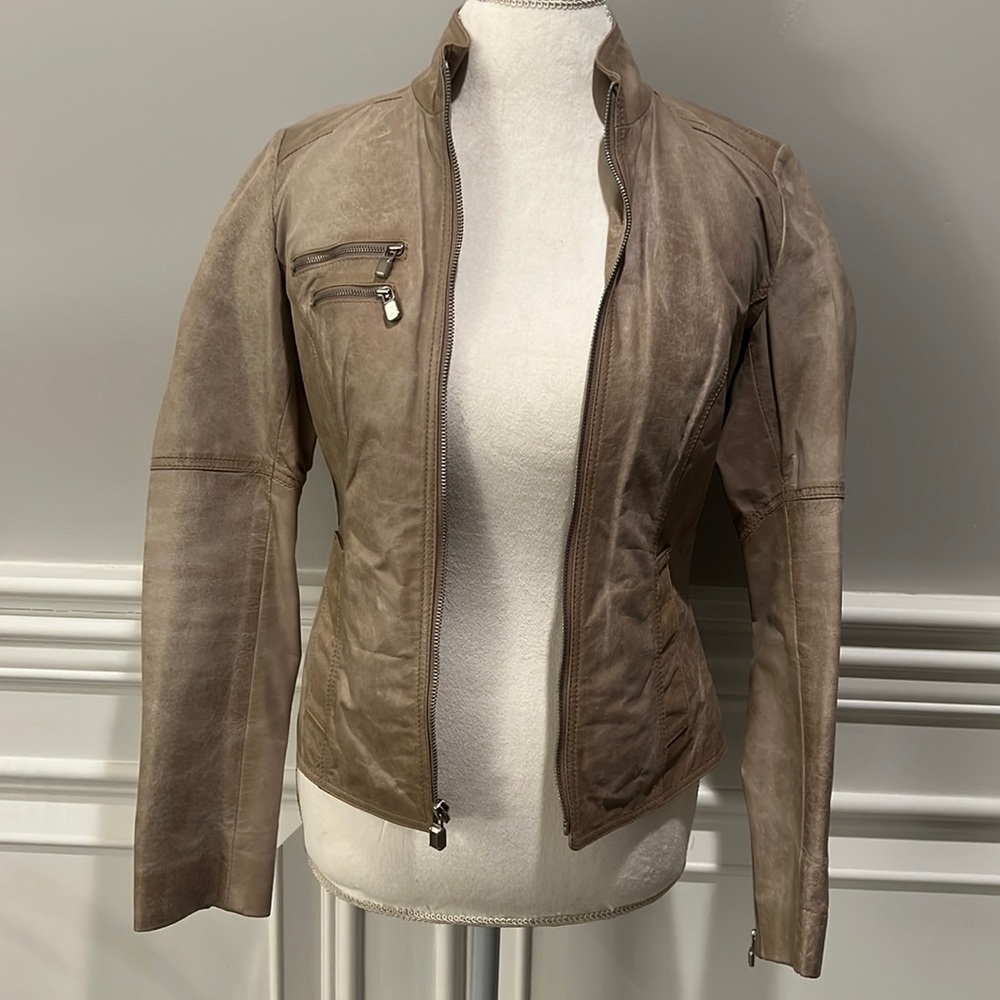 Laundry by Shelli Segal Distressed leather jacket